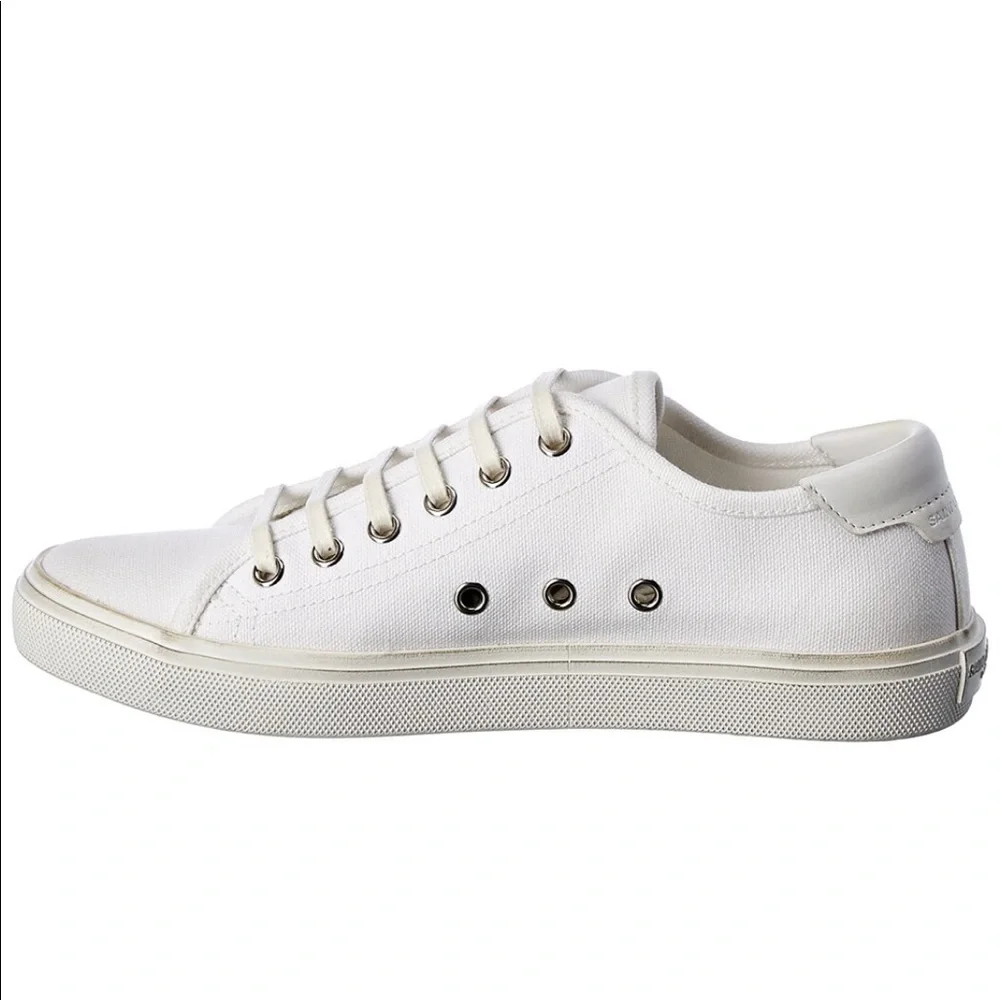 SAINT LAURENT MALIBU CANVAS & LEATHER SNEAKER - Picture 3 of 7